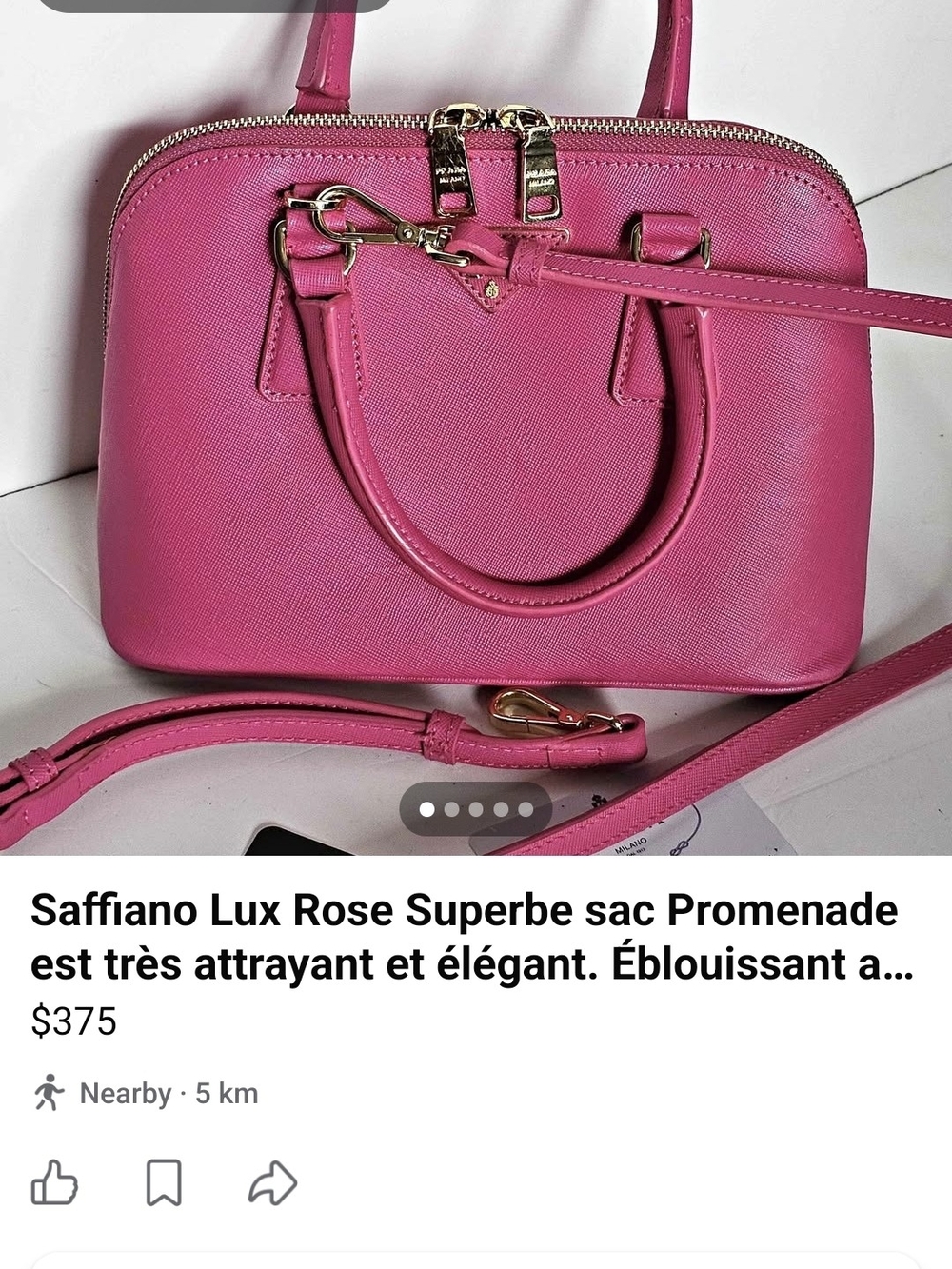 Saffiano Lux Rose Mini Satchel Bag - Pink